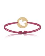 Baby Armband 18k Gelbgold vergoldet mit Vogel, rot, Armband zu personalisieren, Aaina & Co, Gratis Versand