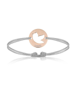 Baby Armband mit Vogel 18k Rotgold beschichtet, grau, Armband zu personalisieren, Aaina & Co, Gratis Versand