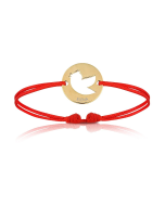 Baby Armband 18k Gelbgold vergoldet mit Vogel, rot, Armband zu personalisieren, Aaina & Co, Gratis Versand