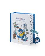 koffer mit geburtsandenken, chippe und pilou von moulin roty, auf französisch