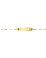 Baby Armband Gold 750, Gravurplatte mit ausgestanztem Herz, zu personnalisieren, Gratis Versand in die Schweiz