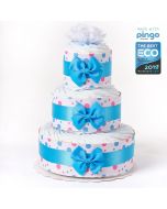 Windeltorte Punkte 60 ökologischen Pingo Windeln, Baby Junge, kostenlose Lieferung in die Schweiz, blau