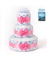 Windeltorte Punkte 60 ökologischen Pingo Windeln, Baby Mädchen, kostenlose Lieferung in die Schweiz, Pink