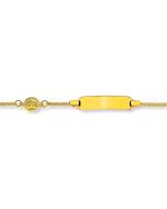 Baby Armband mit Lebensbaum Gold 375, Gravurplatte rechteckig, zu personnalisieren, Gratis Versand in die Schweiz