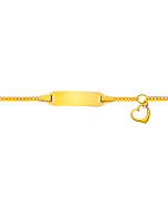 Baby Armband mit Herzanhänger Gravurplatte rechtecking, Gold 750, Gratis Versand in die Schweiz