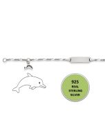 Baby Armband Delphin Silber 925, rechteckig