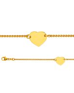 Baby Armband Gold 750, Gravurplatte Herz, zu personnalisieren, Gratis Versand in die Schweiz