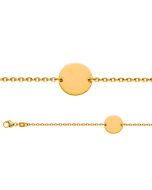 Baby Armband Gold 750, runde Gravurplatte, zu personnalisieren, Gratis Versand in die Schweiz