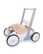 Lauflernwagen Holz Geschenkidee ab 12 Monate, Gratis Versand, Bajo weiss und grau