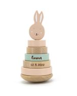 Trixie Baby Stapelturm Hase Rosa, Geschenk Personalisiertes Holzspielzeug