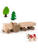 Spielzeug 100% Schweiz Trauffer Traktor und Anhänger aus Holz