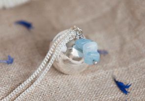 Schwangerschafts-Bola Silber mit Aquamarin Stein