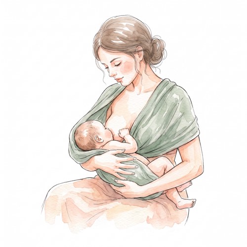 Rebozo als Stilldecke, Mutter mit Neugeborenem